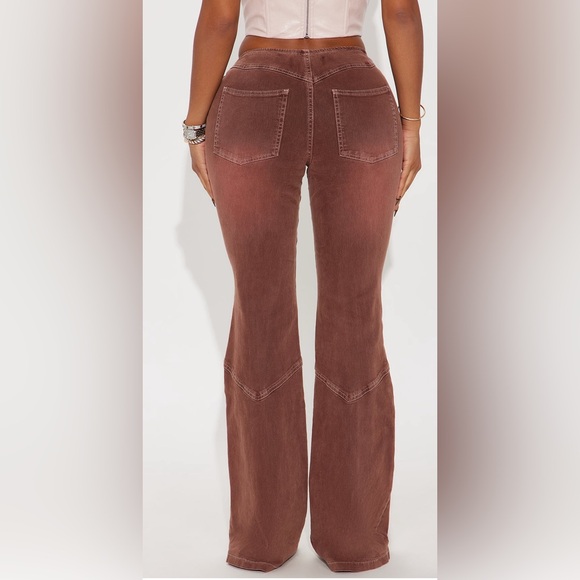 Brown Fashion Nova Lace-Up Flare Pants - Picture 2 of 2